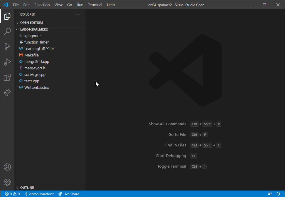 Opening a lab assignment in Visual Studio Code