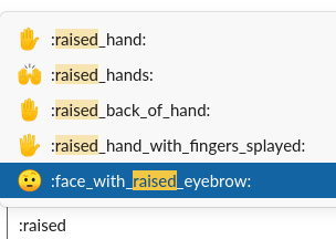 Typing :raised_hand: into Slack